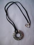 Gems Jems Silver foil and black glass doughnut pendant